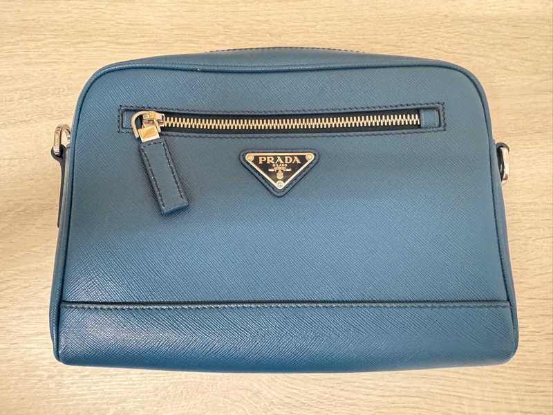 PRADA SAFFIANO TRAVEL 肩背包斜背包 2VH063 皮革藍色 男款-0