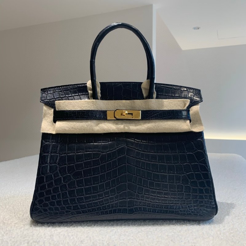 【極致天菜】HERMES 30CM 黑金 霧面鱷魚 BIRKIN-0