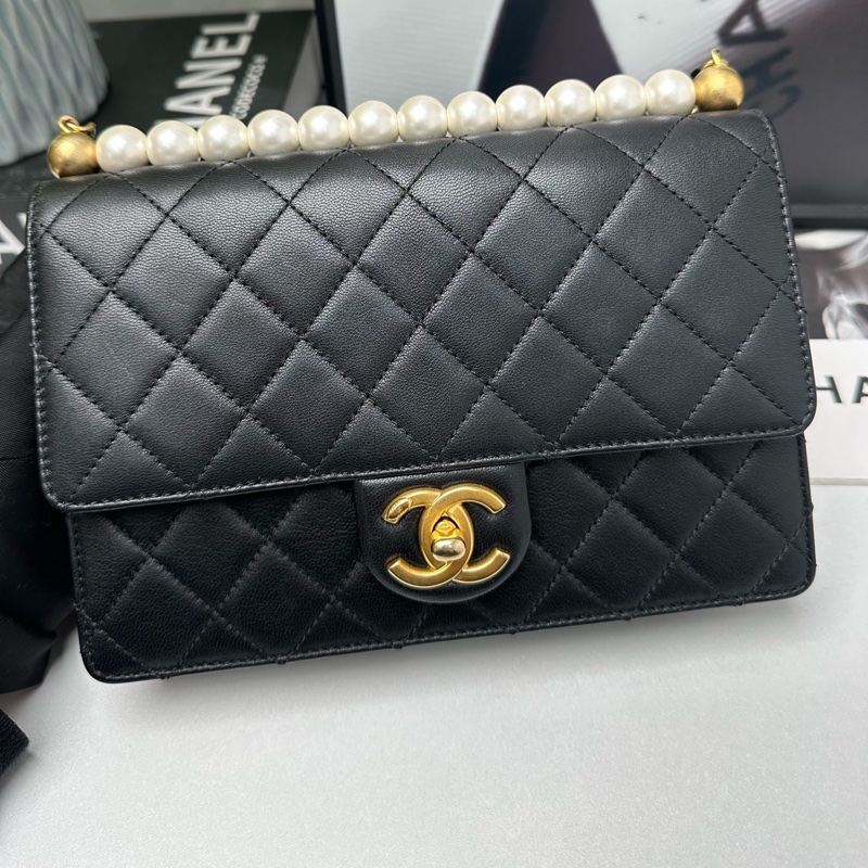 Chanel  cf 限定款橫版珍珠包 29開-0