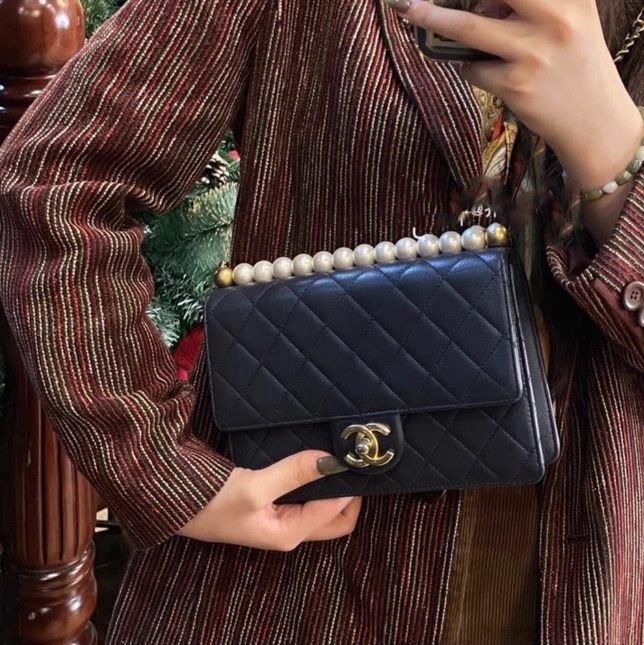 Chanel  cf 限定款橫版珍珠包 29開-5