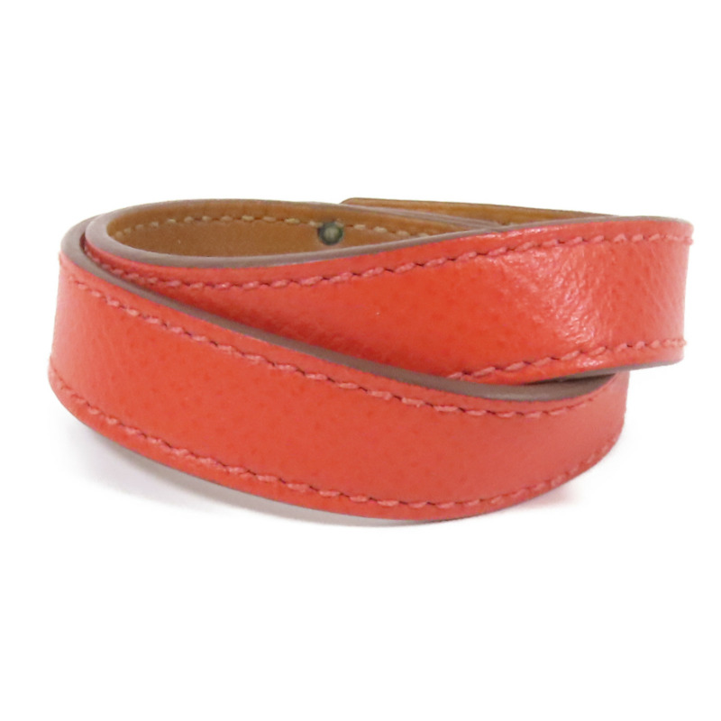 HERMES Epsom皮革Kelly Double Tour銀扣手鏈Pink-2