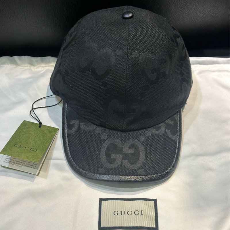 💎Han's house精品服飾💎 GUCCI 尼龍 滿版 老花 GG Jumbo 帽子 ‎ 現貨 原價18000-0