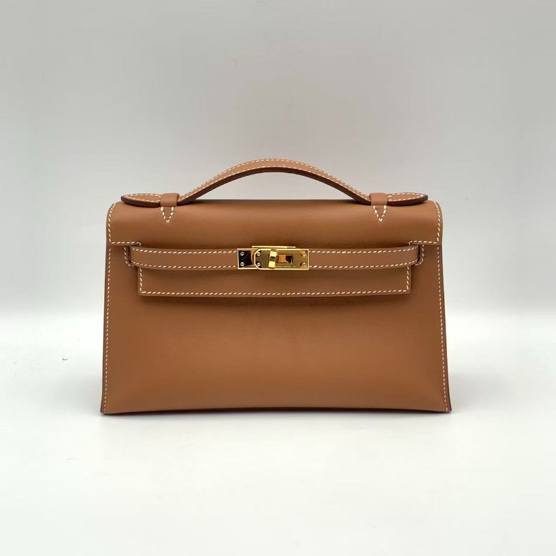 Hermes Mini Kelly Pochette 金棕色金扣 swift 皮-0
