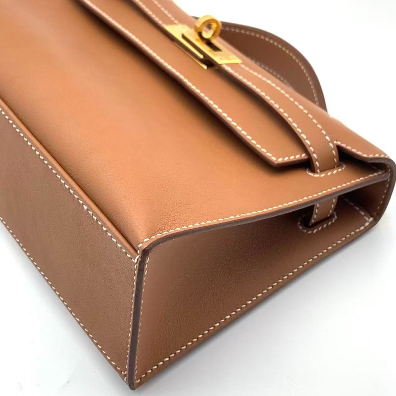 Hermes Mini Kelly Pochette 金棕色金扣 swift 皮-5