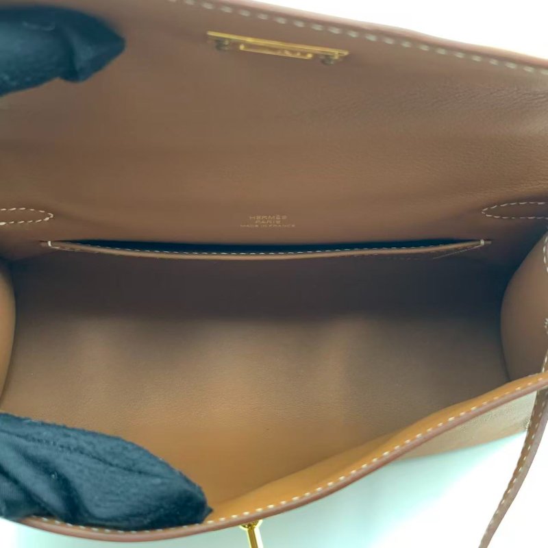 Hermes Mini Kelly Pochette 金棕色金扣 swift 皮-8