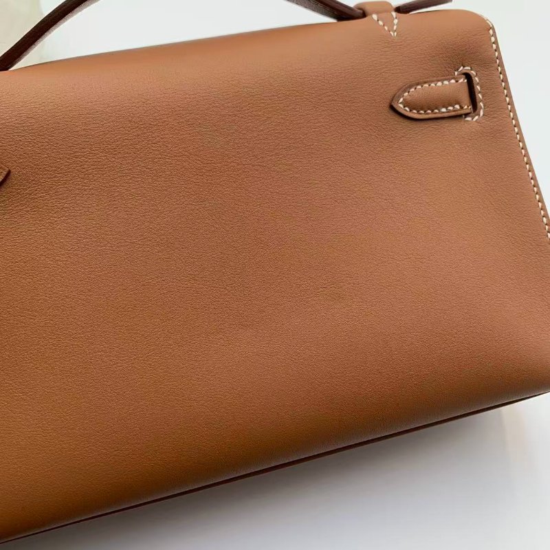 Hermes Mini Kelly Pochette 金棕色金扣 swift 皮-10