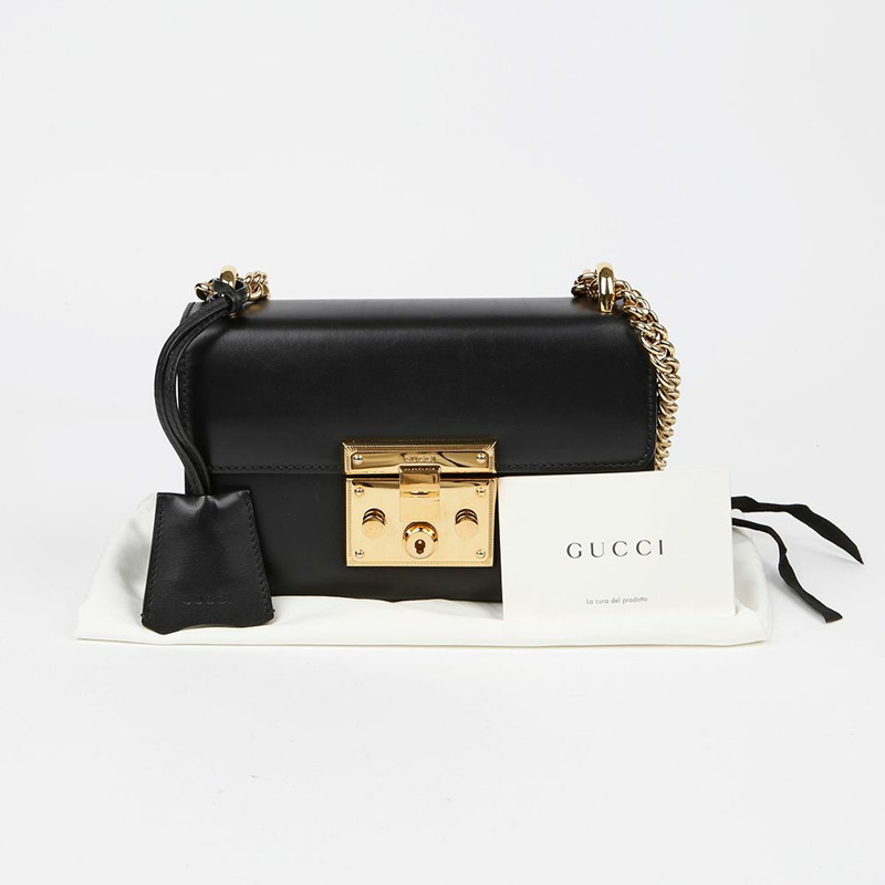 【包稅】GUCCI 帶鎖小鏈條單肩斜背包 409487-0