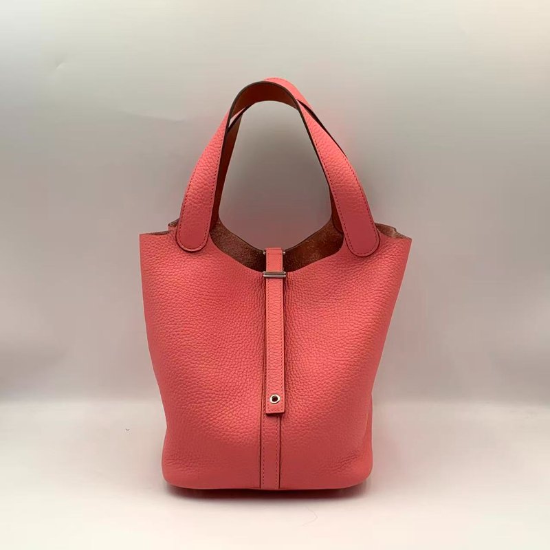 Hermes Picotin lock22 TC皮 rose azalee 桃紅菜籃子-0