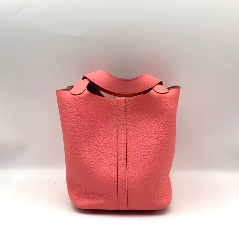 Hermes Picotin lock22 TC皮 rose azalee 桃紅菜籃子-2