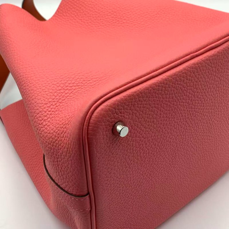Hermes Picotin lock22 TC皮 rose azalee 桃紅菜籃子-5