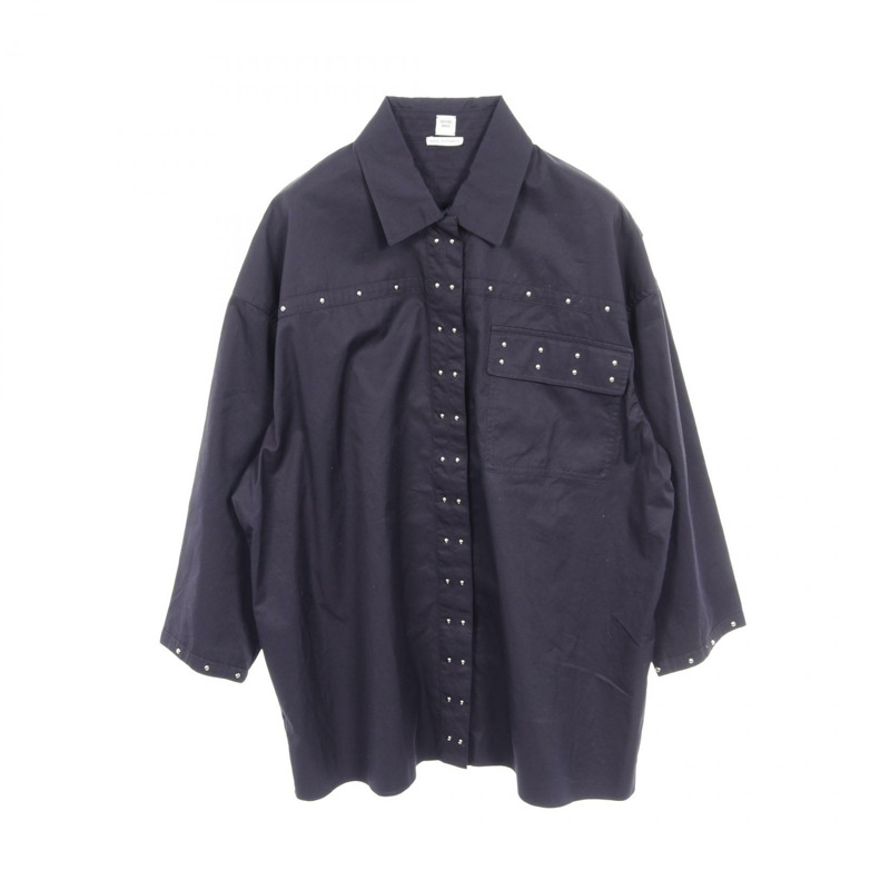 愛馬仕襯衫上衣 長袖 棉質 黑色 二手 女款 34 碼-0