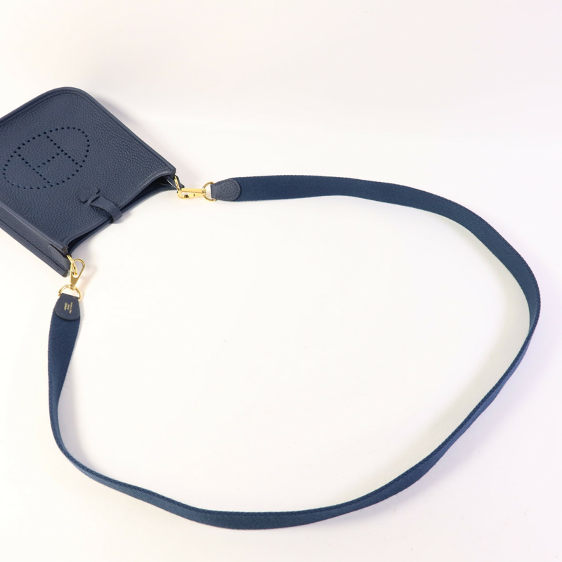 HERMES Clemence皮革Evelyne TPM金扣肩背袋Bleu de Prusse-4