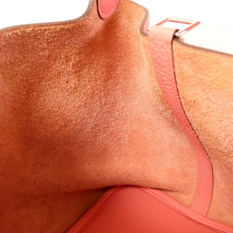 HERMES Clemence皮革Picotin MM銀扣手挽袋Rose Azalee-13