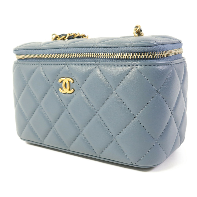CHANEL 羊皮皮革Vanity Case金扣鏈帶肩背袋-2