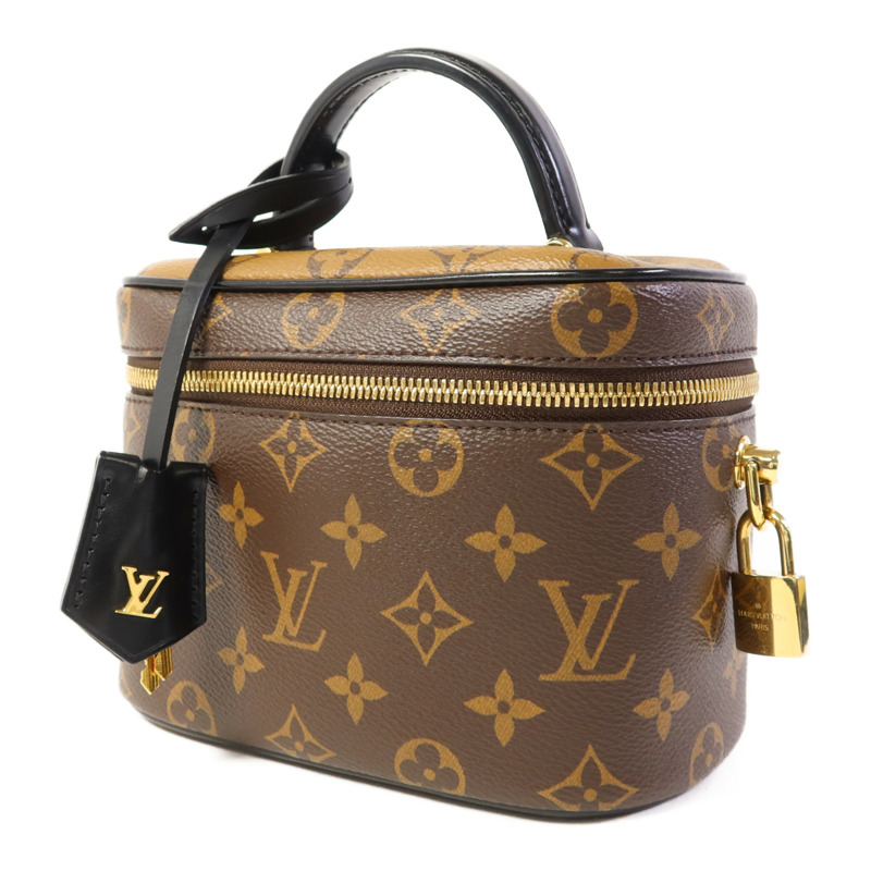LOUIS VUITTON Monogram Reverse Vanity PM金扣手挽肩背兩用袋棕色-2