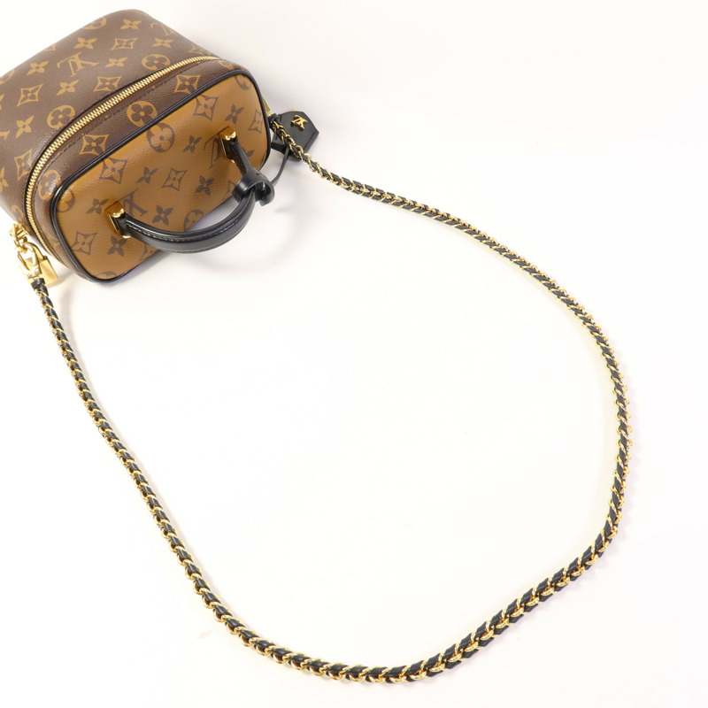 LOUIS VUITTON Monogram Reverse Vanity PM金扣手挽肩背兩用袋棕色-4