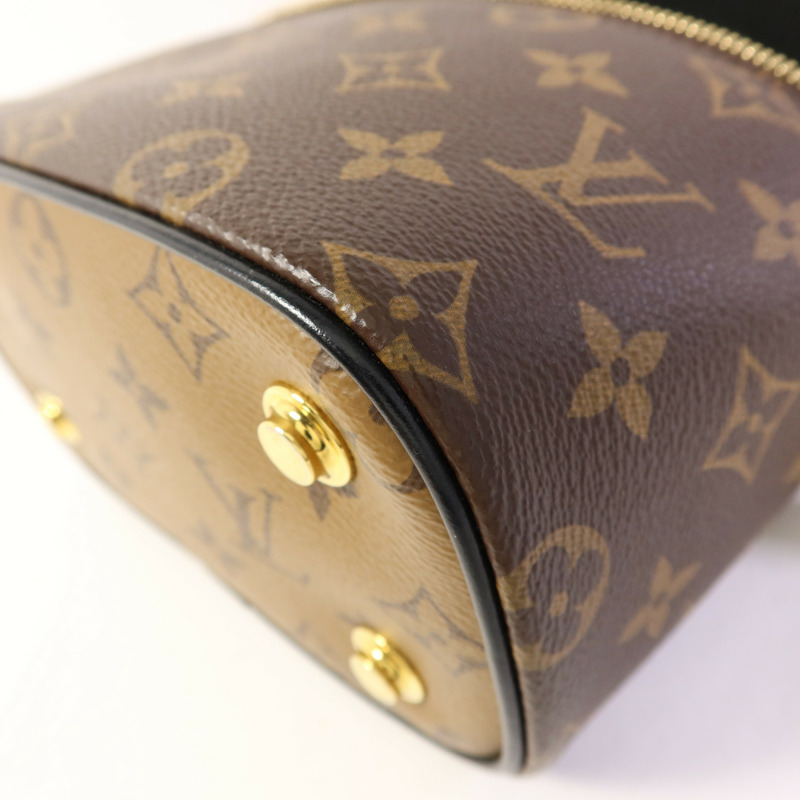 LOUIS VUITTON Monogram Reverse Vanity PM金扣手挽肩背兩用袋棕色-10