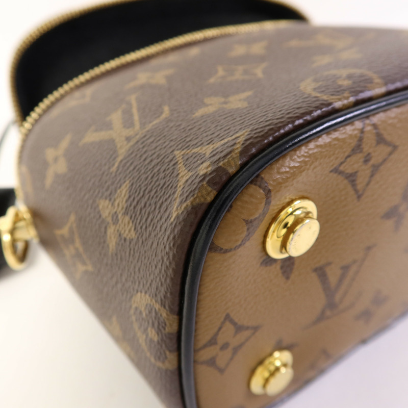 LOUIS VUITTON Monogram Reverse Vanity PM金扣手挽肩背兩用袋棕色-11