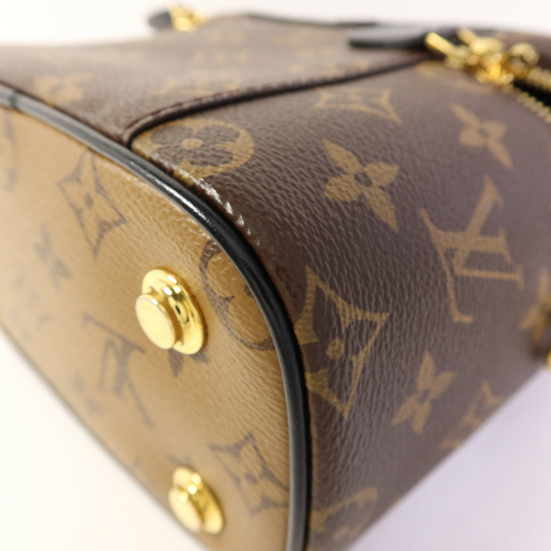 LOUIS VUITTON Monogram Reverse Vanity PM金扣手挽肩背兩用袋棕色-12
