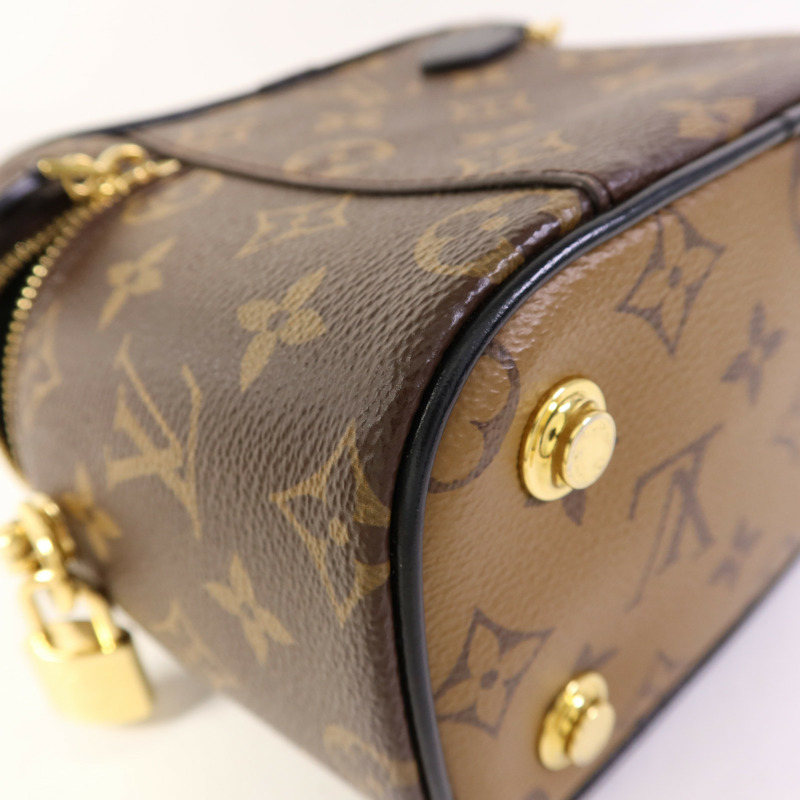 LOUIS VUITTON Monogram Reverse Vanity PM金扣手挽肩背兩用袋棕色-13