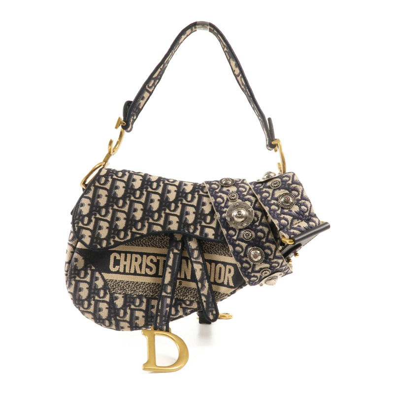 Dior 帆布Saddle金扣手挽肩背兩用袋-0