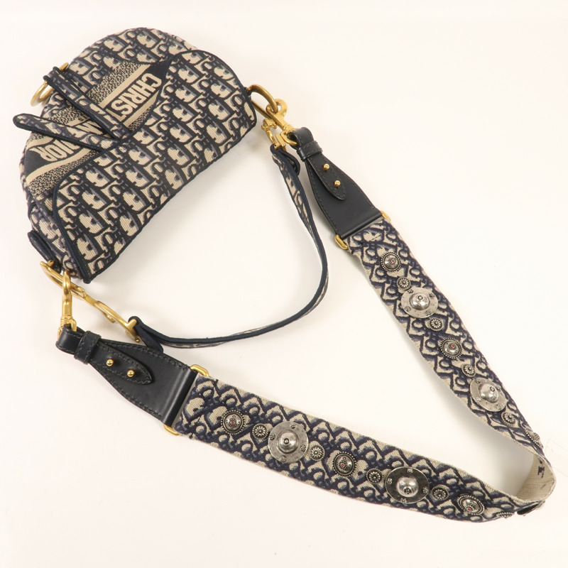 Dior 帆布Saddle金扣手挽肩背兩用袋-7