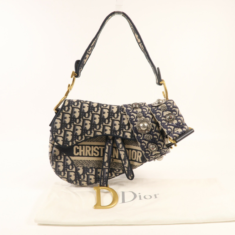 Dior 帆布Saddle金扣手挽肩背兩用袋-8