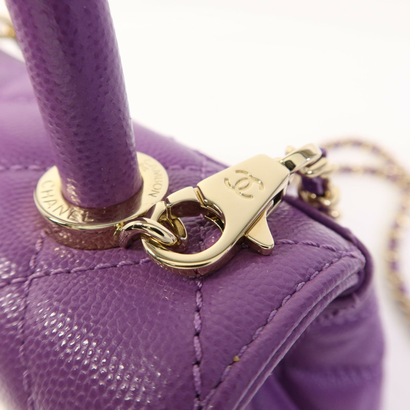 CHANEL 牛皮皮革Mini Coco Handle金扣手挽肩背兩用袋-10