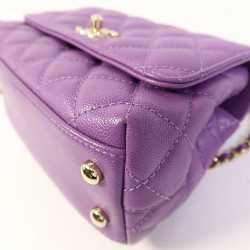 CHANEL 牛皮皮革Mini Coco Handle金扣手挽肩背兩用袋-11