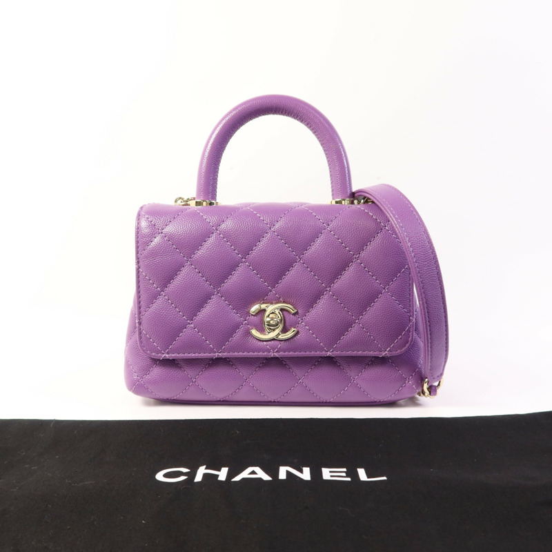 CHANEL 牛皮皮革Mini Coco Handle金扣手挽肩背兩用袋-16