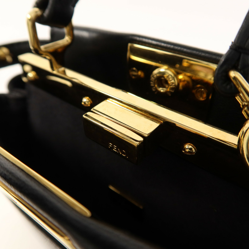 FENDI 牛皮皮革Micro Peekaboo金扣手挽肩背兩用袋-10