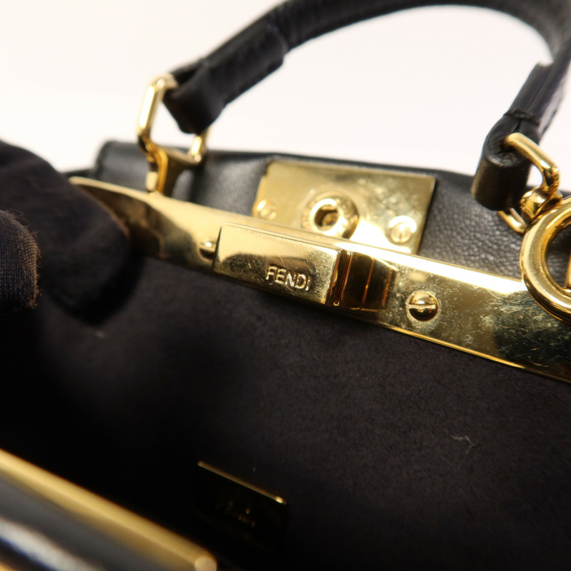 FENDI 牛皮皮革Micro Peekaboo金扣手挽肩背兩用袋-11
