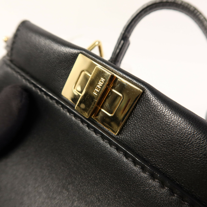 FENDI 牛皮皮革Micro Peekaboo金扣手挽肩背兩用袋-12