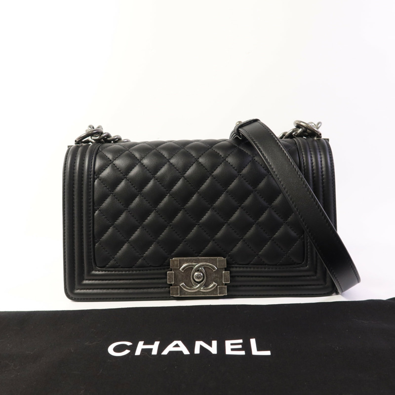 CHANEL 牛皮皮革Boy 25鏈帶肩背袋-15