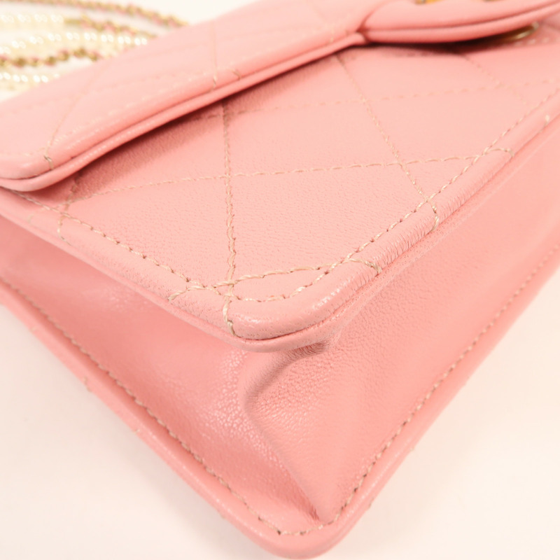 CHANEL 牛皮皮革Shoulder Bag金扣鏈帶肩背袋-5