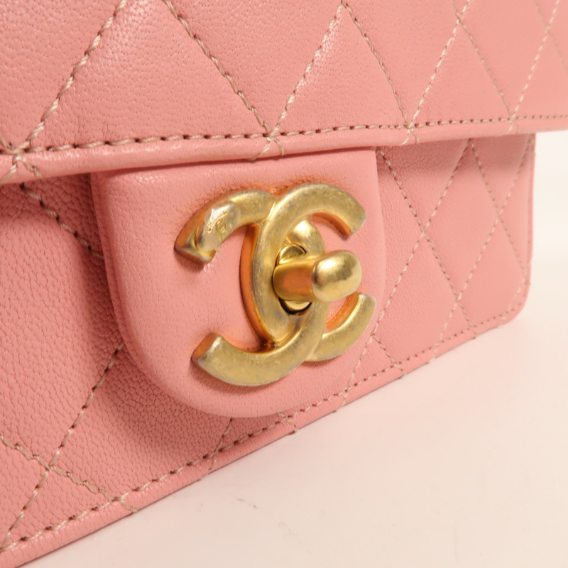 CHANEL 牛皮皮革Shoulder Bag金扣鏈帶肩背袋-9