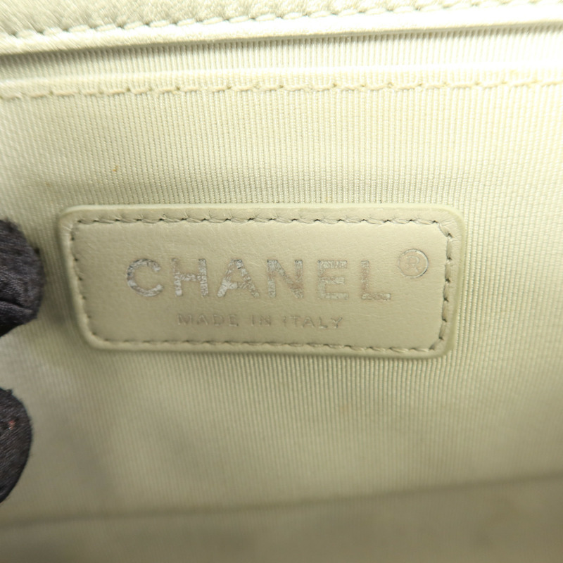 CHANEL 牛皮皮革/PVC Boy 20銀扣鏈帶肩背袋-5