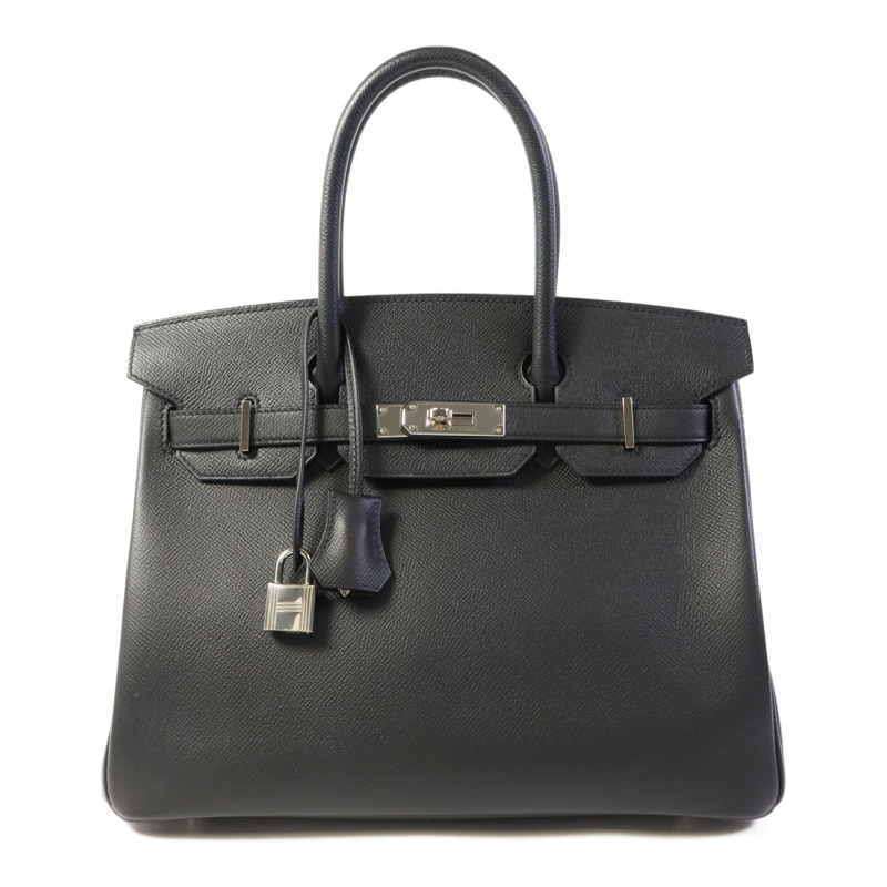 HERMES Epsom皮革Birkin 30銀扣手挽袋Noir-0