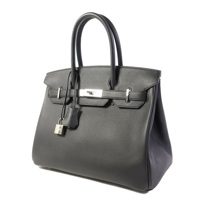 HERMES Epsom皮革Birkin 30銀扣手挽袋Noir-2
