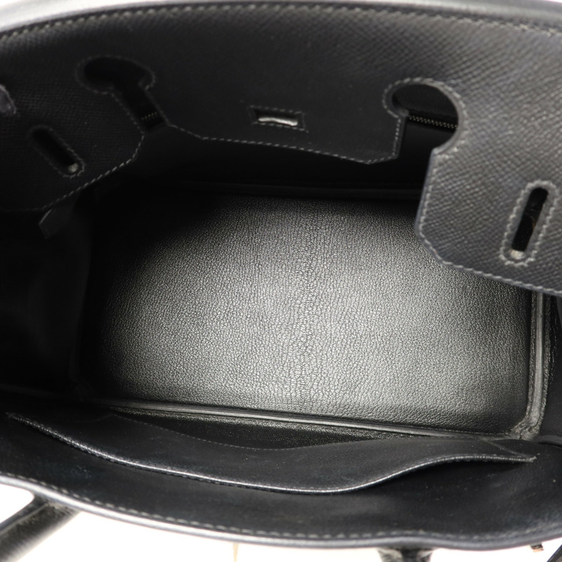HERMES Epsom皮革Birkin 30銀扣手挽袋Noir-5