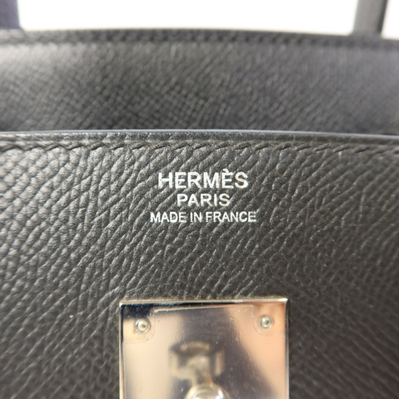 HERMES Epsom皮革Birkin 30銀扣手挽袋Noir-6