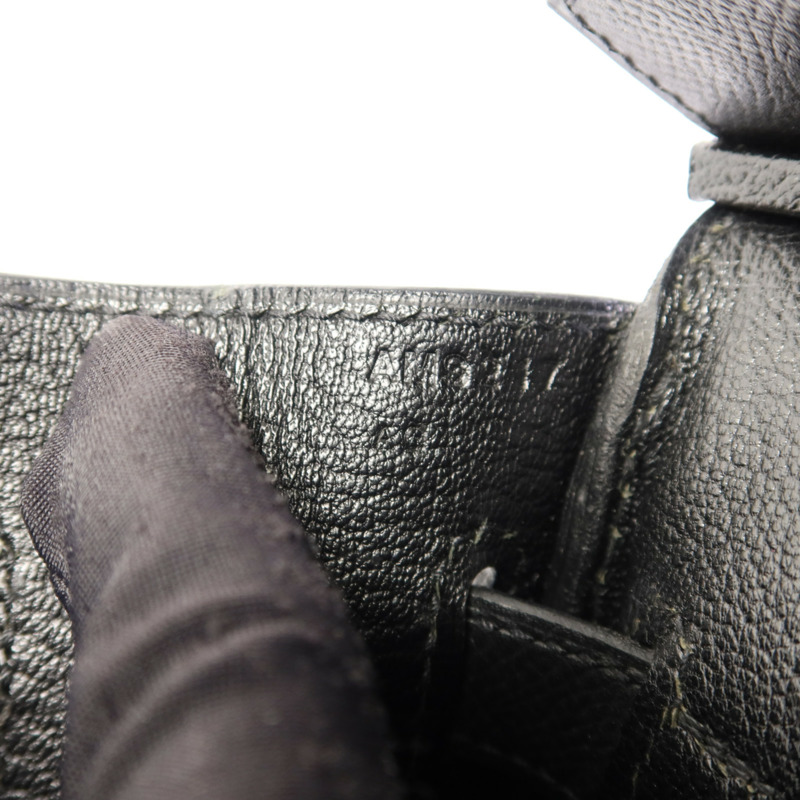 HERMES Epsom皮革Birkin 30銀扣手挽袋Noir-7
