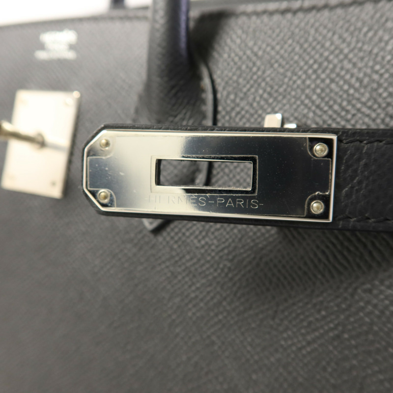HERMES Epsom皮革Birkin 30銀扣手挽袋Noir-8