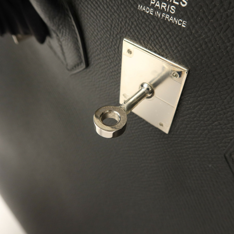 HERMES Epsom皮革Birkin 30銀扣手挽袋Noir-9