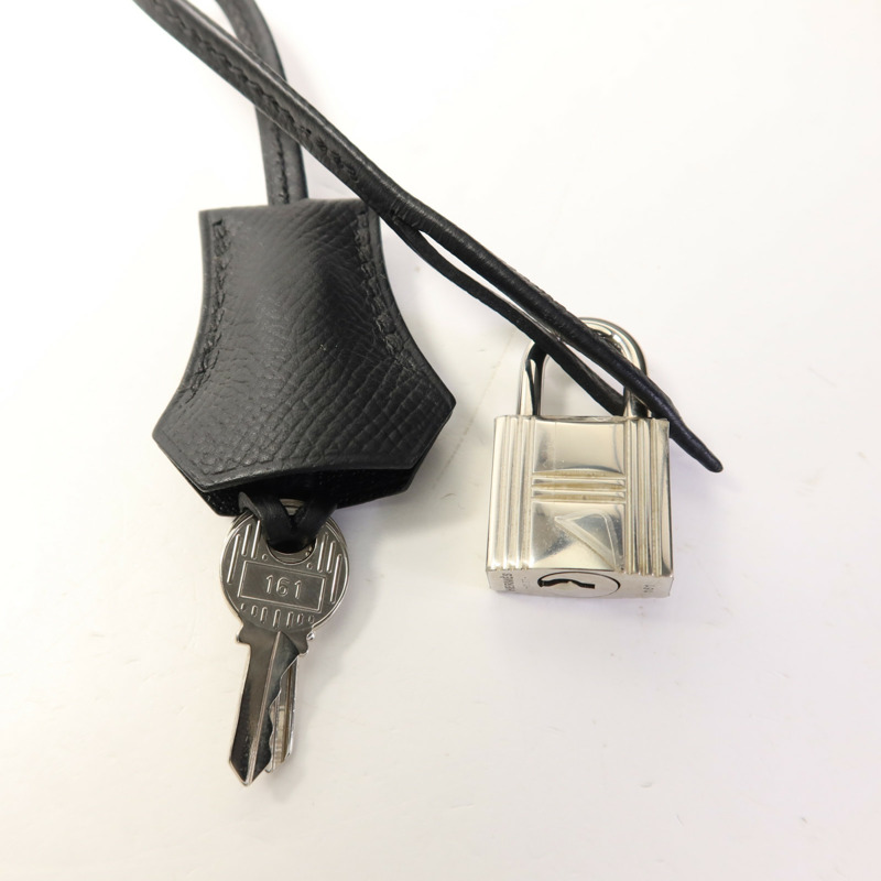 HERMES Epsom皮革Birkin 30銀扣手挽袋Noir-10