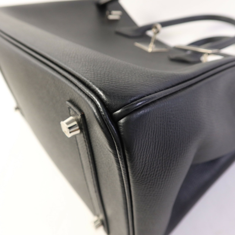 HERMES Epsom皮革Birkin 30銀扣手挽袋Noir-11