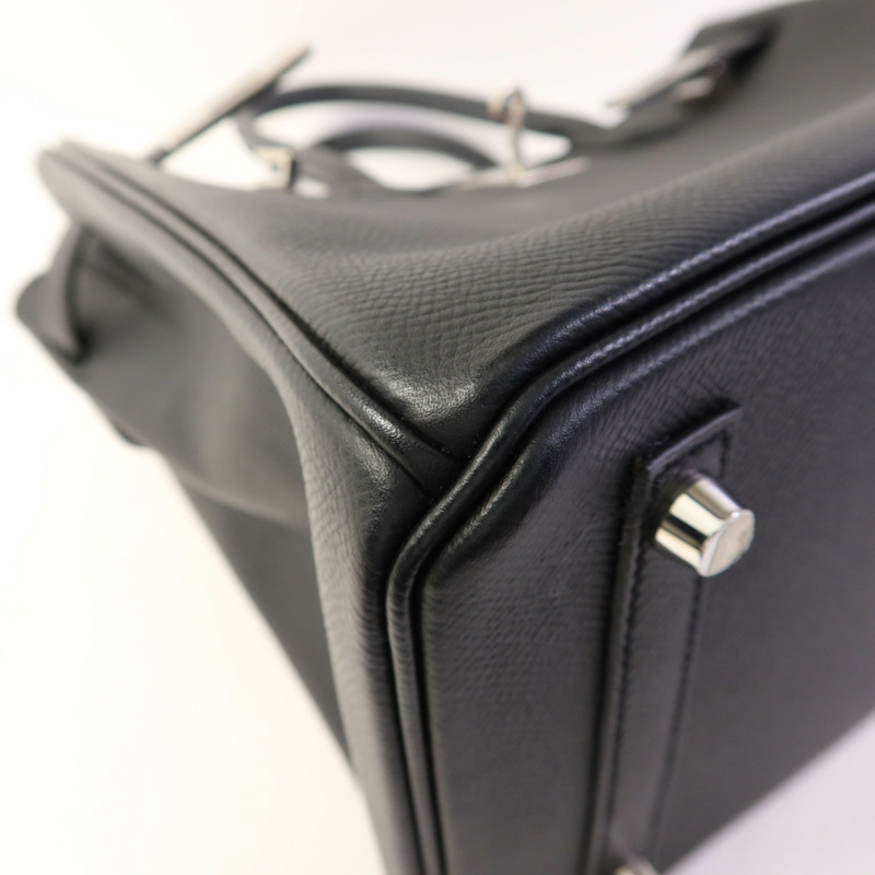 HERMES Epsom皮革Birkin 30銀扣手挽袋Noir-12