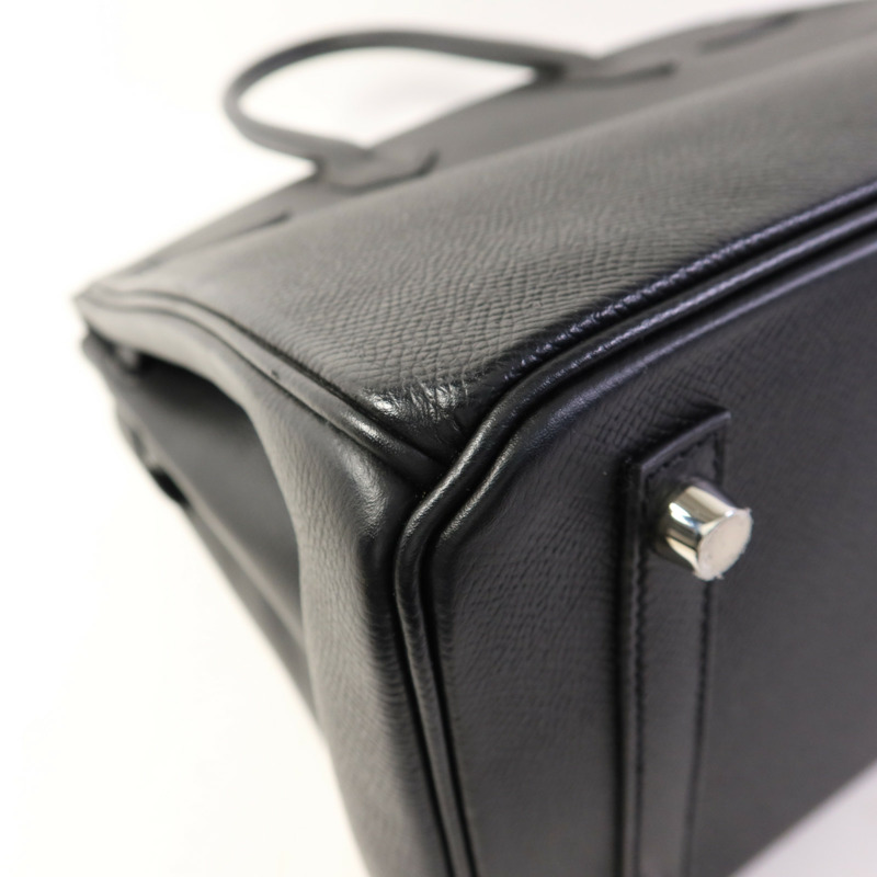 HERMES Epsom皮革Birkin 30銀扣手挽袋Noir-14