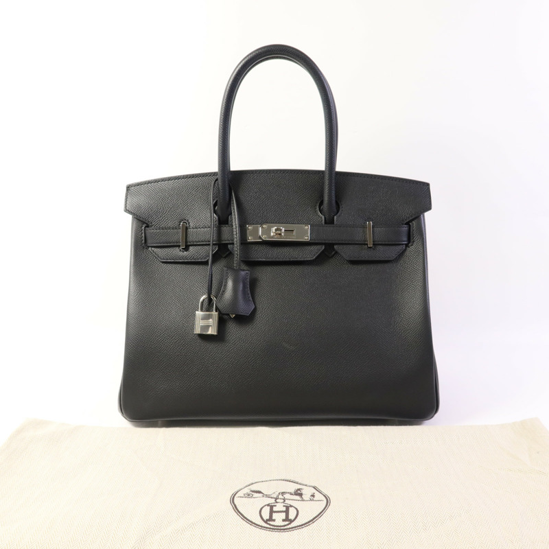 HERMES Epsom皮革Birkin 30銀扣手挽袋Noir-18