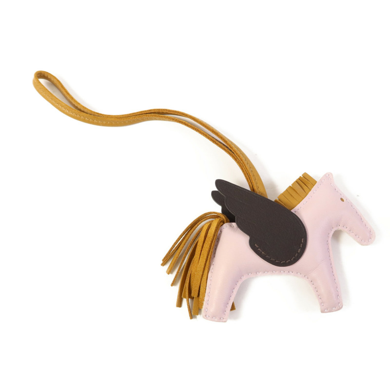 HERMES Milo皮革Rodeo Pegase PM掛飾Mauve Pale-1
